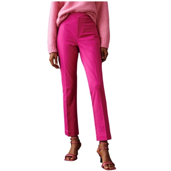 Maeve Anthropologie Essential Slim Kick Flare Crop Pants‎ Trousers Magenta 10 - Picture 3 of 15